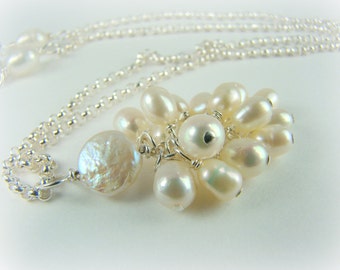 Freshwater pearl necklace, sterling silver chain... Sweet Sixteen