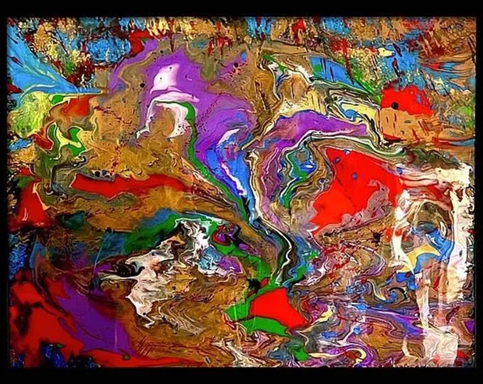 Original Abstract Acrylic Fluid Painting Wall Hanging “Category 5”