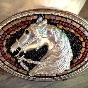 Rhinestone Horse Belt Buckle