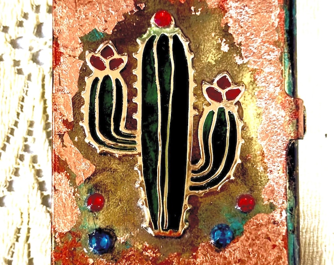 Southwestern Western Cactus Business Card Case