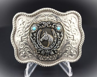 Lady's Western Horse Shoe Horse Belt Buckle