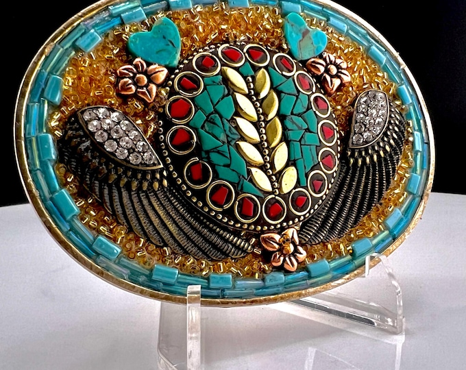 Handmade Silver Plated Southwestern Western Artisan Buckle, One of a Kind Statement Piece