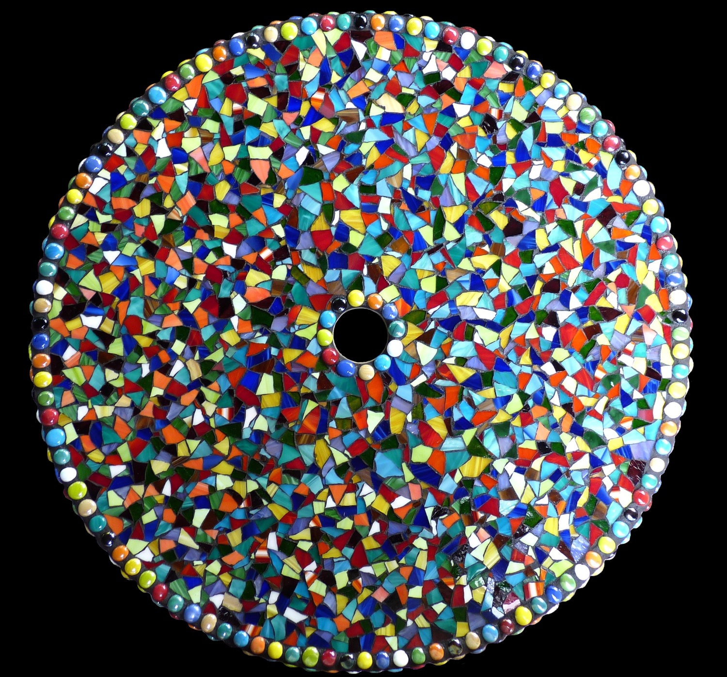 Large Mosaic Stained Glass Outdoor Patio Table Lazy Susan Custom Order