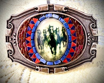 Vintage Nikalet Oversized Beaded Statement Belt Buckle  display picture 1