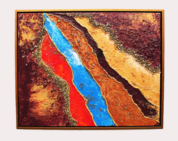 Abstract Geometric Mixed Media Art Wall Hanging