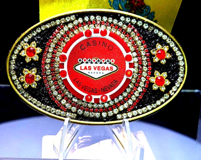 Handmade Rhinestone Las Vegas Casino Belt Buckle: Cowgirl Glam