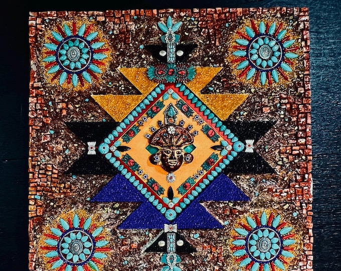 Aztec Ruins Southwestern Mosaic Mixed Media Home Decor Wall Art