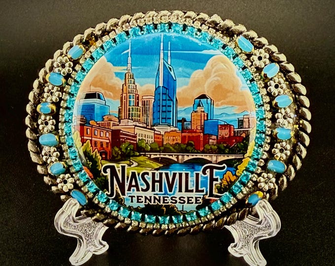 Nashville Belt Buckle, Music City USA, Western Style, Cowboy/Cowgirl  Accessory, Tennessee Gift