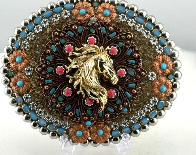 Handmade Western Horse Belt Buckle, Wearable Art Statement Piece