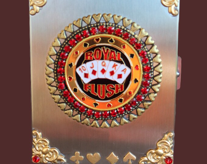 Royal Flush Poker Card Guard Cigarette Case, Lucky Gift, Gambling Accessories, Money Case, Gifts for Her, Gifts for Him, Vegas Gift