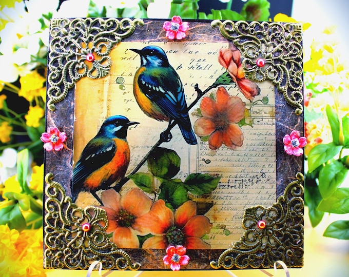 Vintage Style Blue Bird Wall Decor Shabby Chic Victorian Decor