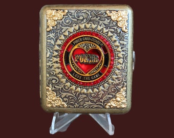 Ornate Poker Vegas Cigarette Case, Business Card Case, Poker Gift, Vegas Gift, Gifts for Her, Gifts for Him