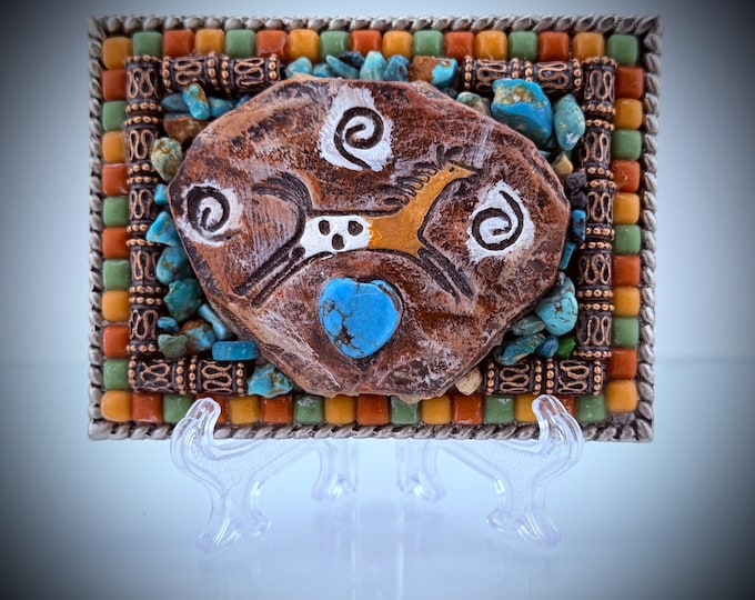 Southwestern Native American Style Petroglyph Horse Belt Buckle