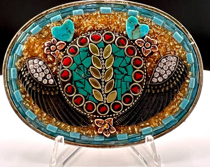 Handmade Silver Plated Southwestern Western Artisan Buckle, One of a Kind Statement Piece