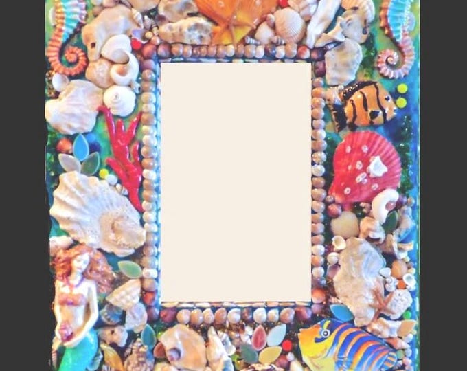 Mosaic Sea Life Mirror,  Beach Decor Mirror Wall Hanging