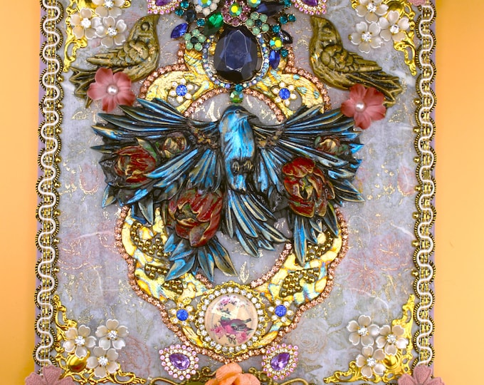 Victorian Shabby Chic Dove Plaque: Mixed Media Wall Decor