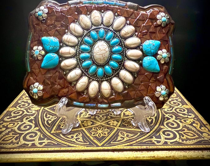 Southwestern Western Native American Style Mosaic Belt Buckle
