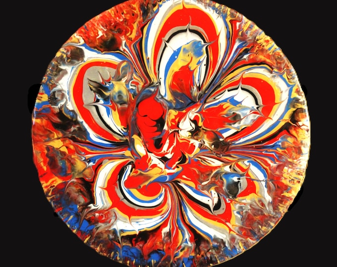 Original Round Abstract Acrylic Pour Painting Wall Hanging