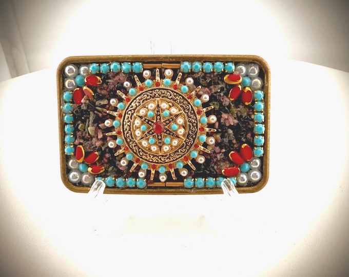 Women's Dressy Petite Rhinestone and Tourmaline Belt Buckle