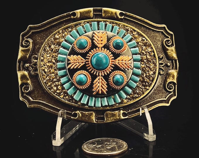 Western Southwestern Ornate Concho Belt Buckle for Women or Men