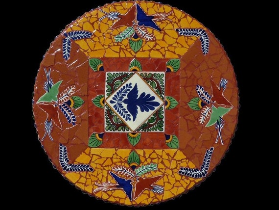 Southwestern Lazy Susan Mosaic, Table Top, or Wall Hanging Made with Talavera Tile