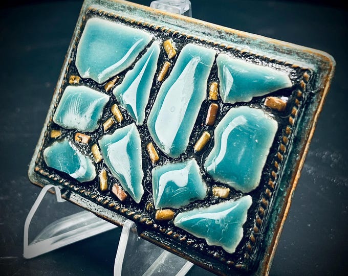 FLASH SALE- Abstract Mosaic 3x2 inch buckle OAK