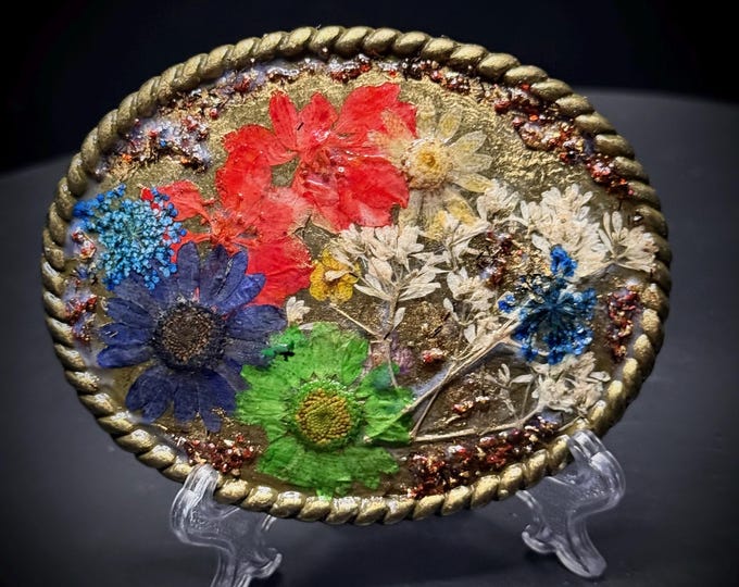 Pressed Flower Belt Buckle - Nature Lover Gift