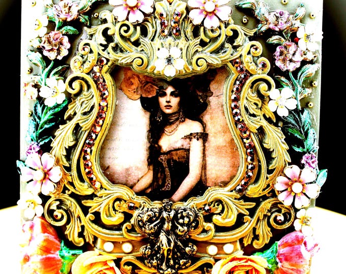 Vintage Style Victorian Shabby Chic Wall Hanging or Table Decor