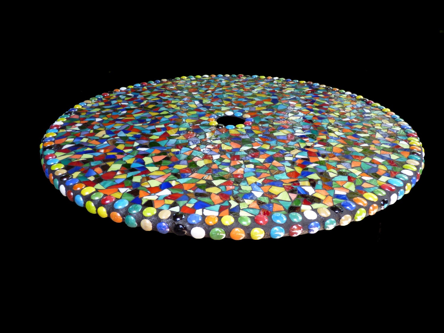 Large Mosaic Stained Glass Outdoor Patio Table Lazy Susan Etsy