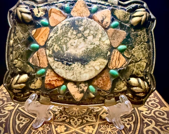 Rustic Agate & Jasper Belt Buckle - Western Southwestern Style