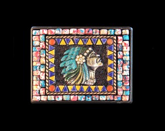 Southwestern Native American Mosaic Belt Buckle for Women