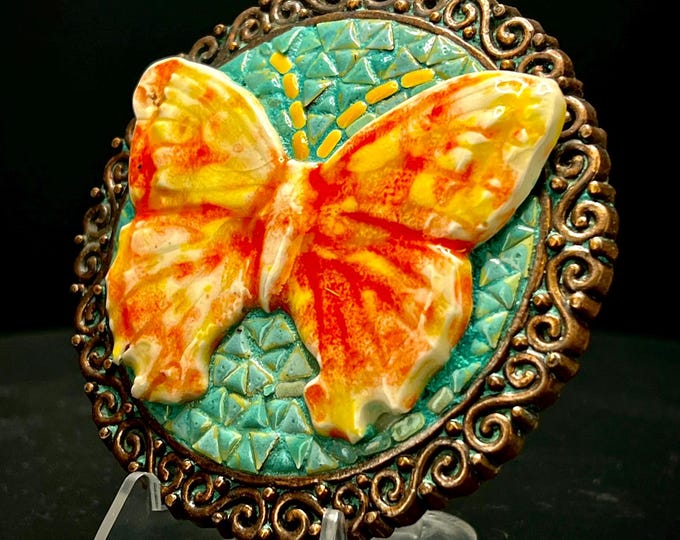 Butterfly Mosaic Belt Buckle OAK