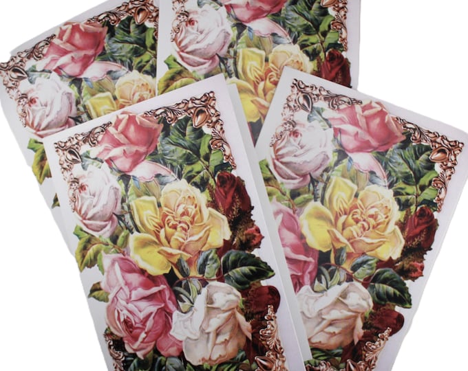 Vintage Style Victorian Roses Printed Cards for All Occasions