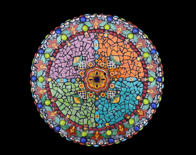 Mexican Talavera Tile Lazy Susan: Colorful Mosaic Kitchen Decor (16 Inch)