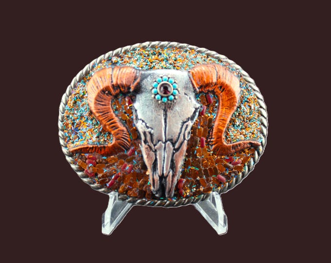 Mosaic Skull Belt Buckle: Western Goth Fashion