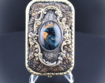 Victorian Goth Raven Crow Compact Mirror