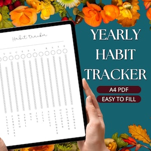Undated Yearly Easy Habit Tracker Minimalist, Simple Daily Habit Tracker One Habit per Template Visual Progress Customizable A4 PDF PNG (v3)