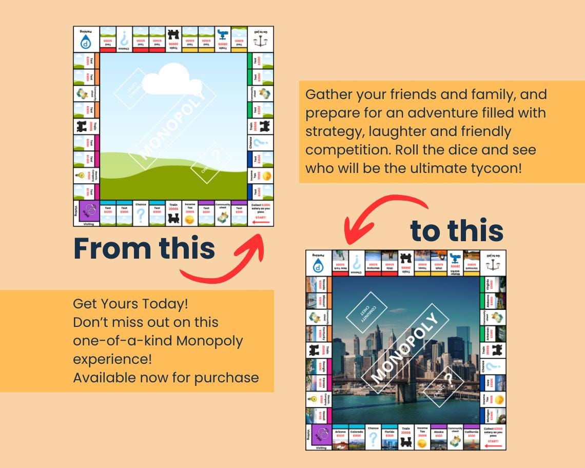 Custom Monopoly, Customized Printable Monopoly Template, Monopoly ...