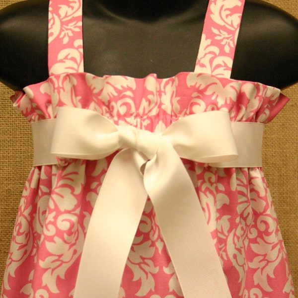 SALE - Ready to ship - Size 3m - Pretty in Pink Damask Zadee Dress