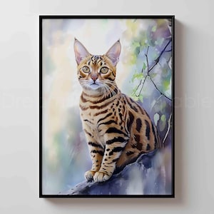 Bengal Katze Kunstdruck, Exotische Katzenrasse Portrait, Bengal Haus Katze Wand Kunst zum ausdrucken, Bengal Katze Geschenk für Besitzer, Einzigartiges Katzenliebhaber Dekor Geschenk