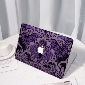 Purple background with bats All New MacBook Case for Pro 16,Personalized Macbook Pro 13,Protective Case Laptop Cover For MacBook Air 15 Case