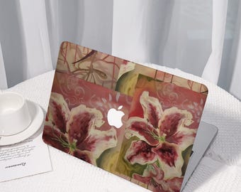 Lily Flower Collage All New MacBook Case for 2025 Pro 16,Personalized Macbook Case,Elegant Design Protective Laptop Cover For MacBook Air 13