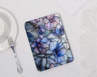 Blau Lila Blumen Hülle für Kindle Paperwhite 1/2/3/4, Kindle Paperwhite 2023/2024, Kindle 10th/11th Acrylic Case mit Handschlaufe