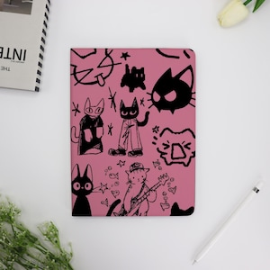 Black Cartoon Cats iPad Case with Apple Pencil Holder for iPad 10 10.9", iPad Air 6/5/4, iPad Pro 11" M4 M2,iPad Case Cover 2022/2021/2020