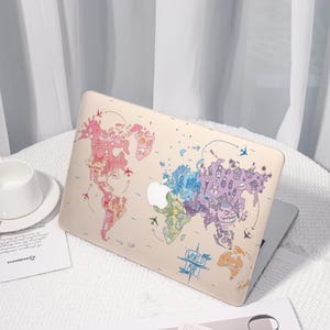 Carte du monde dessinée à la main, toute nouvelle coque MacBook 2025 Pro 14/16, Macbook Pro 13 personnalisé, coque de protection pour ordinateur portable pour MacBook Air 13/15