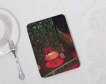Etui chat dans la bibliothèque pour Kindle Paperwhite1/2/3/4, étui Kindle Paperwhite 2021, étui Kindle en acrylique, étui Kindle 10/11 avec dragonne