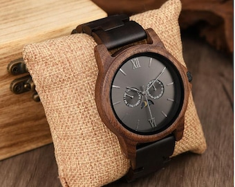 Reloj de madera para hombre, reloj de madera personalizado para hombre, reloj de nogal, aniversario