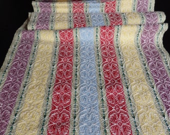 Table Runner Hand Woven Floral Design Organic Cotton Summertime