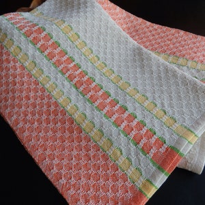 Handwoven Towel Organic and Pearl Cotton Citrus Colors / Tea Towel / Chef's Towel / Cooks Towel/ Foodie Gift / Kitchen Towel / Dish Towel image 3