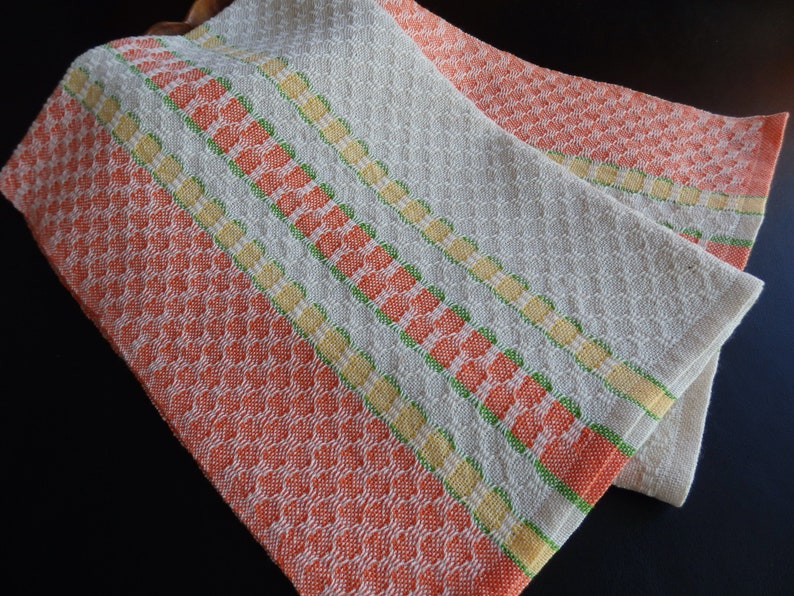 Handwoven Towel Organic and Pearl Cotton Citrus Colors / Tea Towel / Chef's Towel / Cooks Towel/ Foodie Gift / Kitchen Towel / Dish Towel image 3
